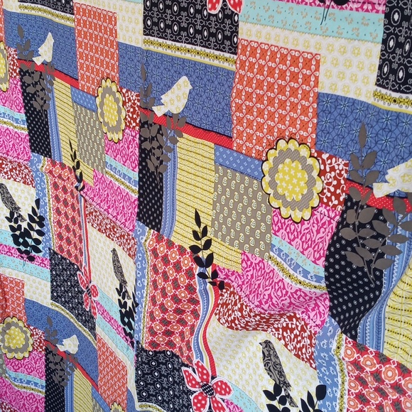 Handmade Patchwork Inspired Curtains - Country Bohemian Print - 53" x 40" - Picture 2 of 6